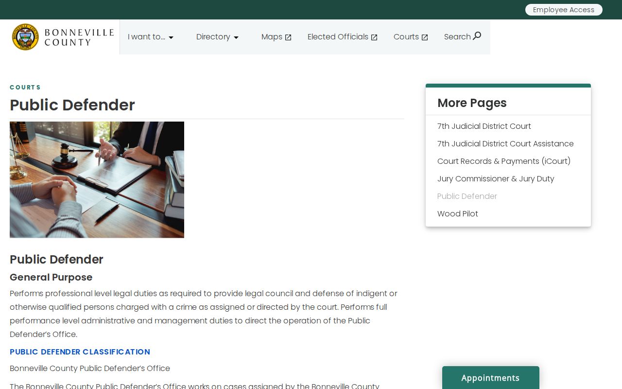 Bonneville County criminal history public defender office