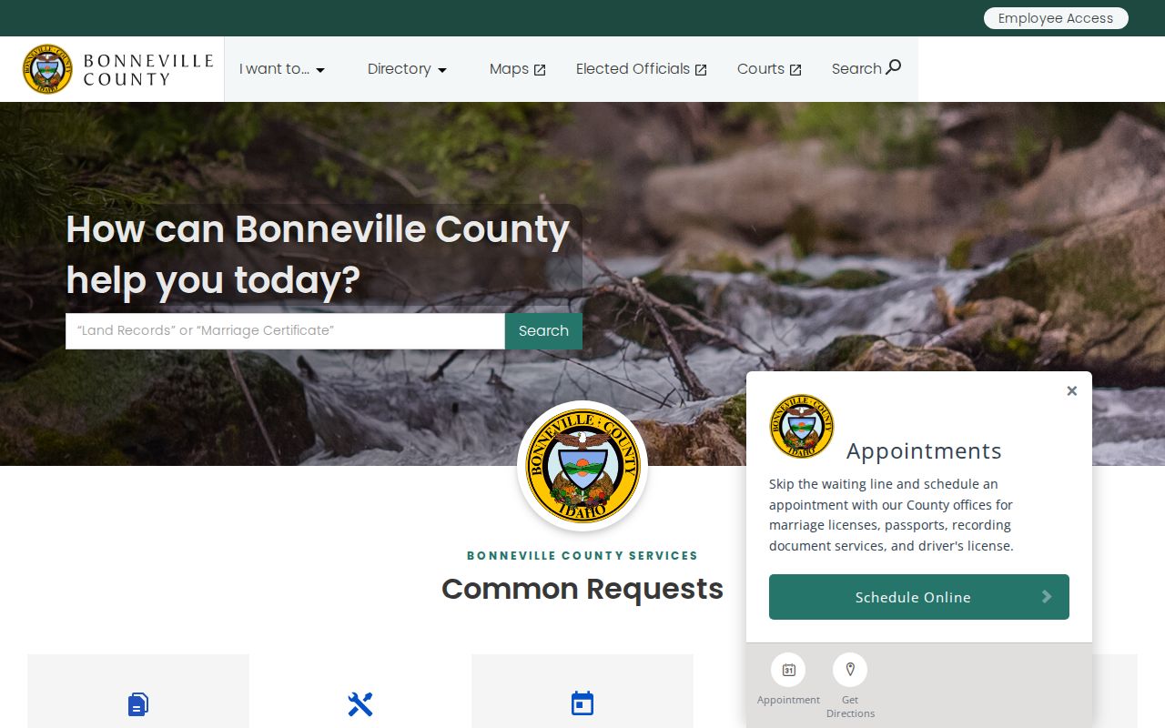 Bonneville County criminal history courthouse services