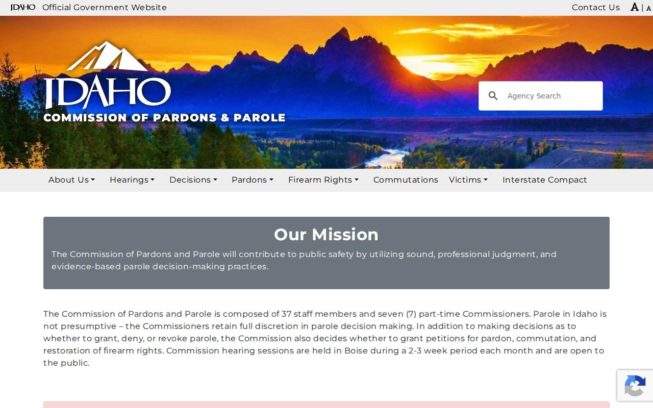 Bonneville County sex offender records and Idaho parole authority