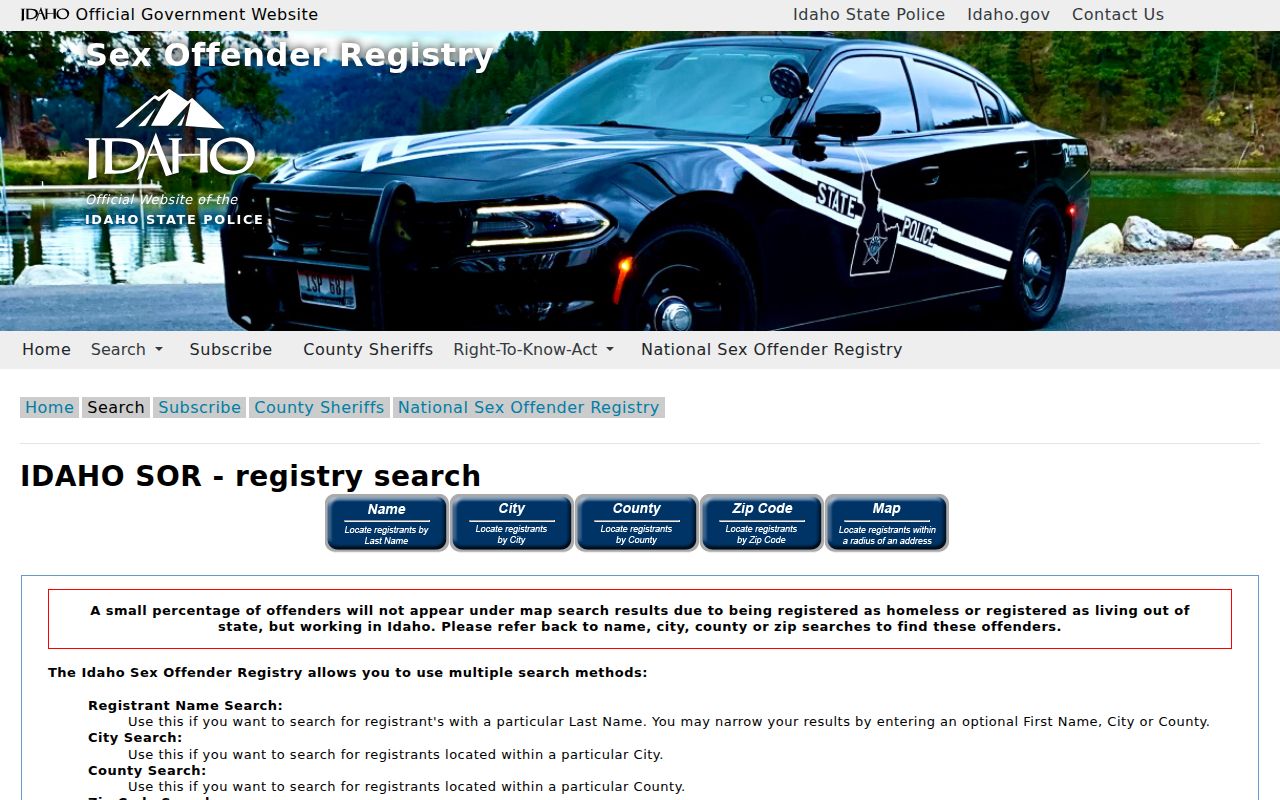 Bonneville County sex offender registry search tabs